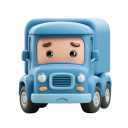 Angry Cartoon Truck Character 3D Icon