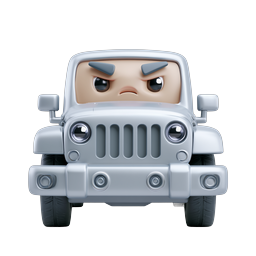 Angry Cartoon Truck Character 3D Icon