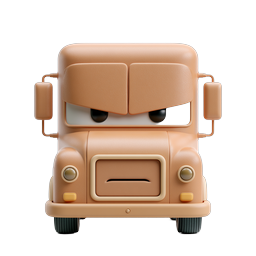 Angry Clay-Style Truck Character Icon | 3D Render
