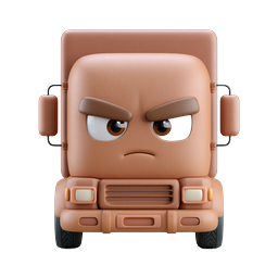 Angry 3D Truck Character Icon | Delivery Vehicle Mascot