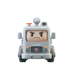 Angry Cartoon Truck Character 3D Clay Icon