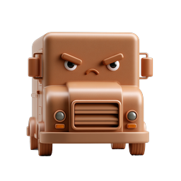 Angry 3D Cartoon Truck Character Icon | Clay Style