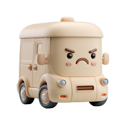 Angry Cartoon Truck 3D Icon - Clay Style Delivery Van