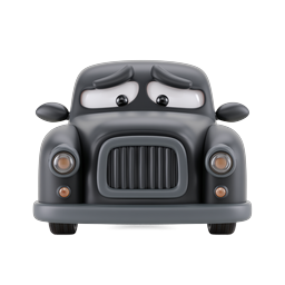 Angry Vintage Cartoon Car Icon - 3D Clay Style
