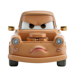 Angry Vintage Character Car 3D Render Icon