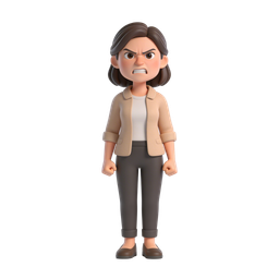表情豊かなカートゥーンキャラクターの怒った女性のアイコン
