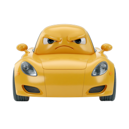Angry Yellow Sports Car 3D Icon for Apps & Games