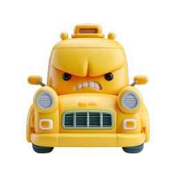 Angry Yellow Taxi Cab 3D Cartoon Character Icon