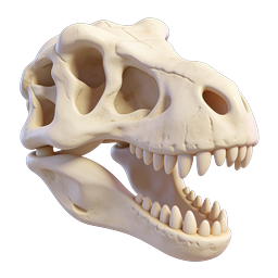 Realistisches 3D-Icon eines Tierschädels mit Unterkiefer