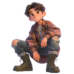 Animated Boy Character 3D Icon | Pixar Style