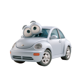 Icône de voiture animée mignonne avec des yeux expressifs