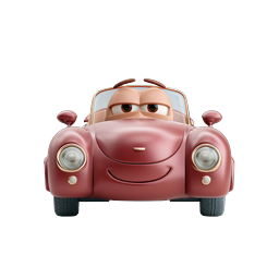 Animated Vintage Car Character Icon - 3D Rendered