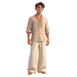 Animated Young Man Character in Traditional Linen Kurta