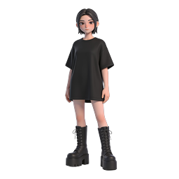 Anime Girl in Platform Boots | 3D Character Icon