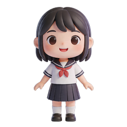 Cute Anime Schoolgirl 3D Character Icon