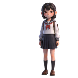 Anime Schoolgirl Japanese Shrine 3D Icon Character