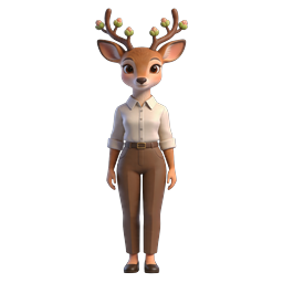 Adorable Anthropomorphic Deer 3D Character Icon