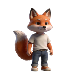 Cute Anthropomorphic Fox 3D Character Icon