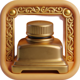 Elegant Golden Ink Pot Icon for Creative Projects