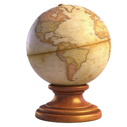 Antique World Globe Icon - Vintage Earth on Wooden Stand