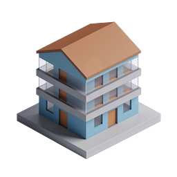 Apartment Building Isometric 3D Icon for Real Estate