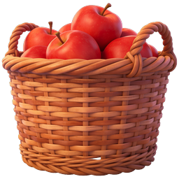 Fresh Apple Basket Icon - 3D Realistic Design