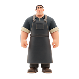 Friendly Apron Worker Character 3D Icon