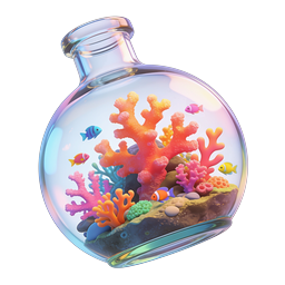 Colorful Aquarium Fishbowl 3D Icon with Coral Reef