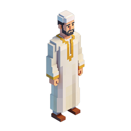 Arab Man Voxel Character Icon - Traditional Thobe