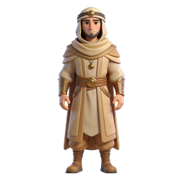 Arab Warrior Character Icon - 3D Clay Style