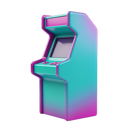 Retro Arcade Cabinet 3D Icon | Teal Magenta Gradient
