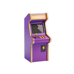 Retro Arcade Machine Icon - Purple & Gold Gaming Cabinet