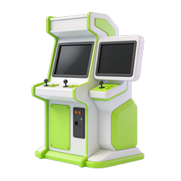 Retro-Arcade-Spielautomat 3D-Icon | Grün-weißes Gehäuse