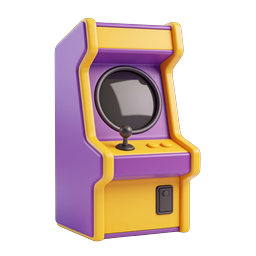 Retro Arcade Machine Icon - Purple & Yellow 3D Gaming Cabinet