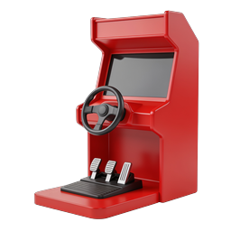 Red Arcade Racing Game Cabinet Icon - 3D Realistic Style