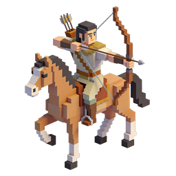 Voxel Archer on Horseback 3D Game Icon