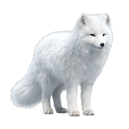Realistic Arctic Fox Wildlife Icon - White Polar Fox Illustration