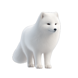 Arctic Fox Icon - Realistic 3D Wildlife Illustration