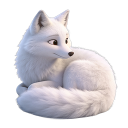 Cute Arctic Fox 3D Icon – Winter Wildlife Character