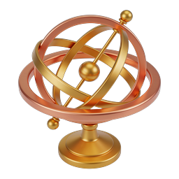 Armillary Sphere 3D Icon | Golden Celestial Navigation Symbol