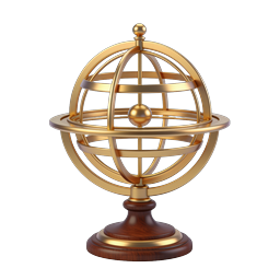 Golden Armillary Sphere 3D Icon - Vintage Astronomy
