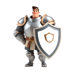 Friendly Armored Knight Character with Shield - 3D Icon