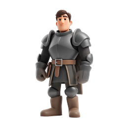 Armored Knight Character - 3D Clay Style Icon
