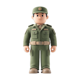 Army Soldier Character - 3D Clay Style Military Icon
