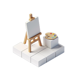 Artist Easel and Paint Palette 3D Isometric Icon
