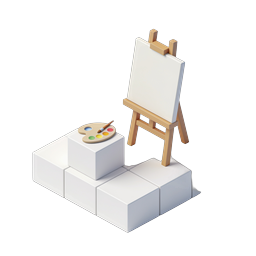 Art Easel and Paint Palette 3D Icon