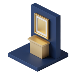 Isometric Art Gallery Display Icon - Museum Showcase