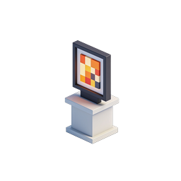Art Gallery Display Icon - 3D Isometric Painting on Pedestal