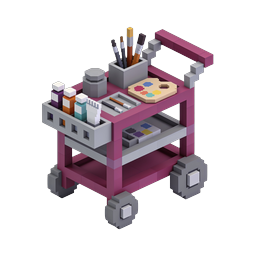 Ícone Voxel de carrinho de suprimentos de arte isométrico | Ferramentas criativas