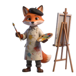 Charming Artist Fox Icon for Creative Projects